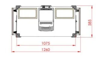 Plan coté du CaféMotion XL, vue de dessus (1 260 × 585 mm)